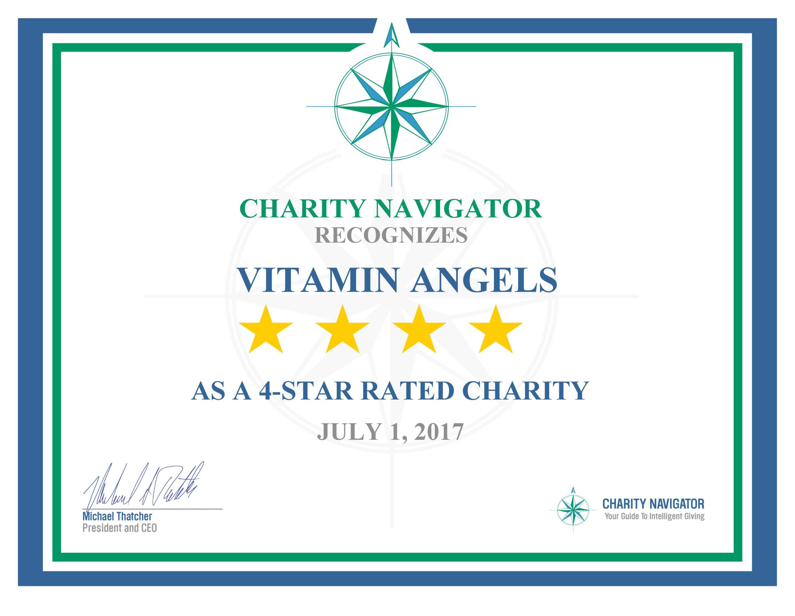 Vitamin Angels Receives Highest Recognition from Charity Navigator