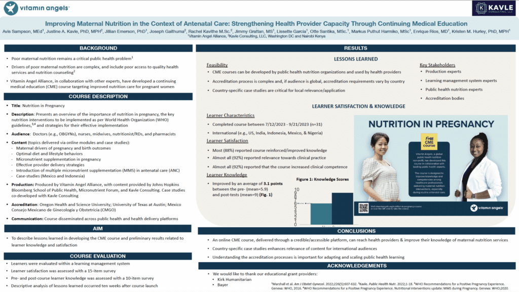 Poster titled: Improving Maternal Nutrition in the Context of Antenatal Care: Strengthening Health Provider Capacity Through Continuing Medical Education