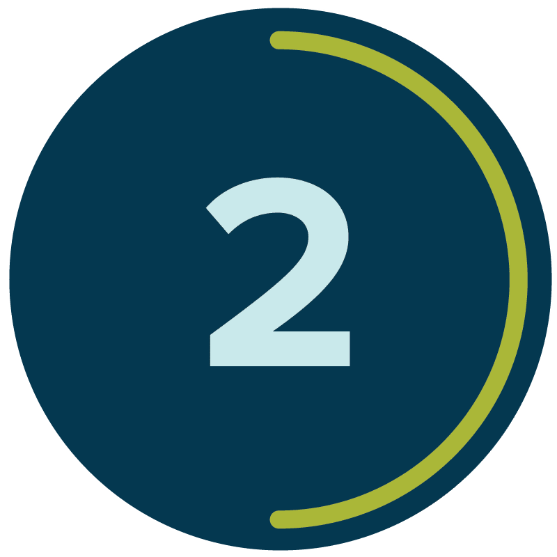 The number two in a blue circle.