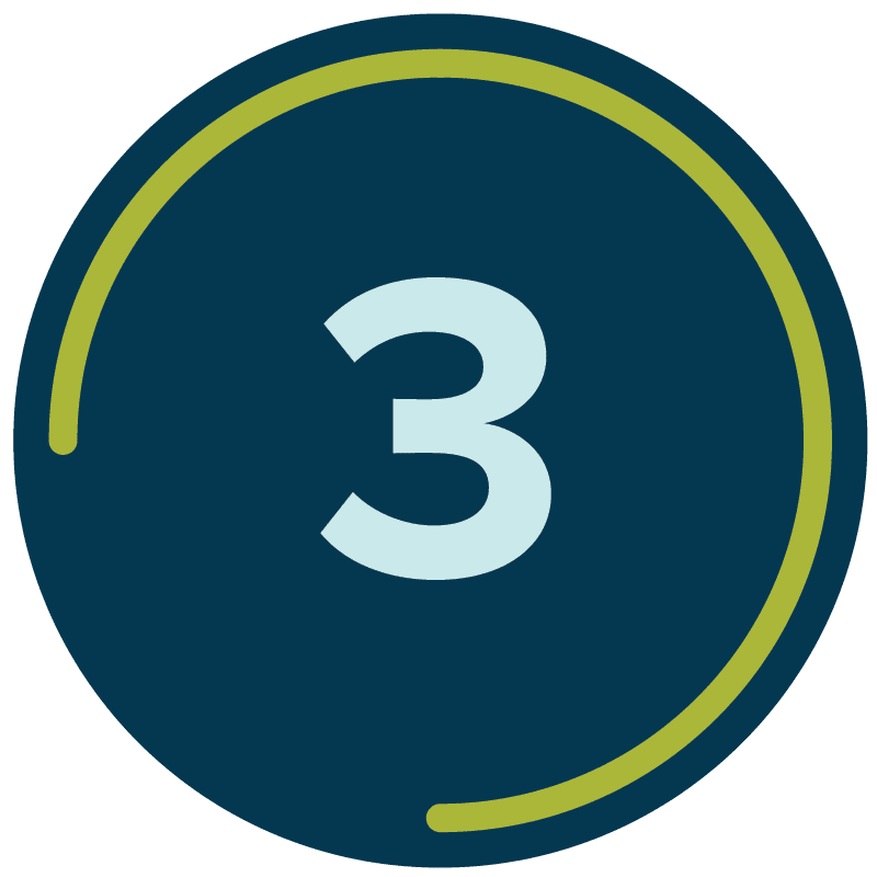 The number 3 in a blue circle.